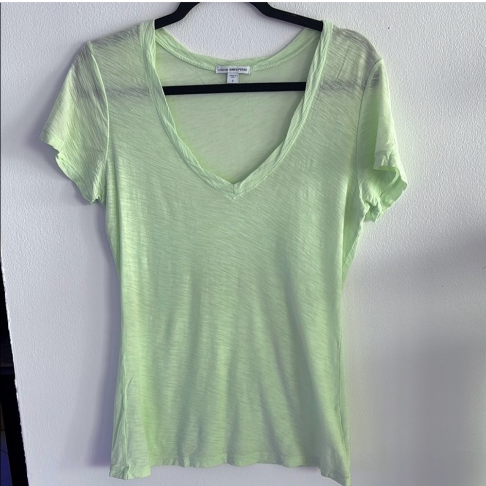 NWOT James Perse Deep V-Neck Light Green T-Shirt, Size 2 (M)